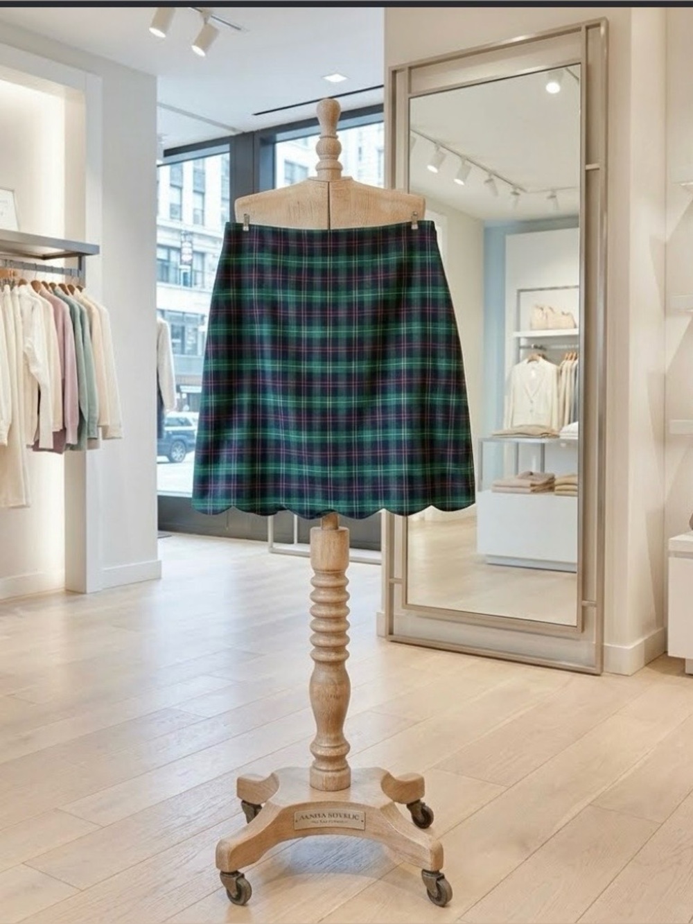 Talbots NWT Green and Blue Wool Tartan Plaid A-Line Skirt - 2 Waist - 14 inches